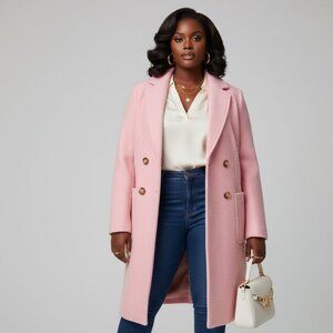 Talbots Italian Wool Double Breasted Coat Pink Size 10